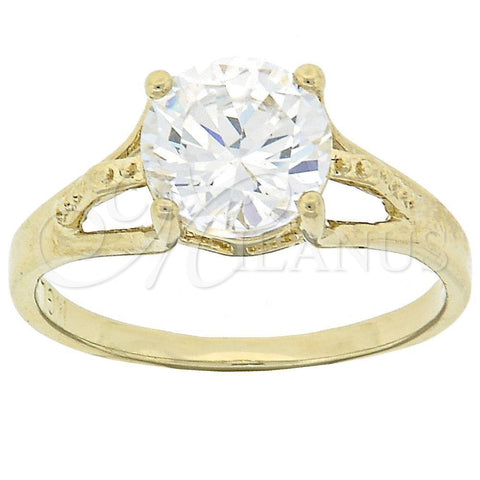 Oro Laminado Multi Stone Ring, Gold Filled Style Solitaire Design, with White Cubic Zirconia, Polished, Golden Finish, 5.167.028.09 (Size 9)