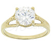 Oro Laminado Multi Stone Ring, Gold Filled Style Solitaire Design, with White Cubic Zirconia, Polished, Golden Finish, 5.167.028.09 (Size 9)