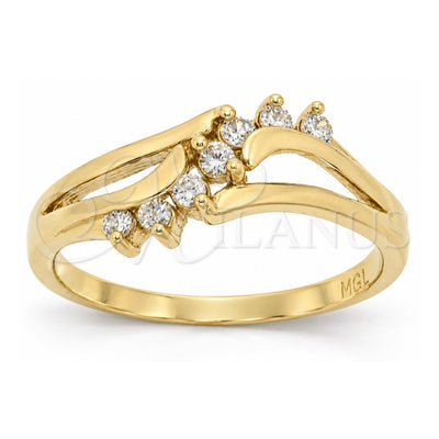 Oro Laminado Multi Stone Ring, Gold Filled Style with White Cubic Zirconia, Polished, Golden Finish, 5.166.019.09 (Size 9)