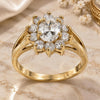 Oro Laminado Multi Stone Ring, Gold Filled Style Flower Design, with White Cubic Zirconia, Polished, Golden Finish, 5.055.007.08 (Size 8)