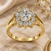 Oro Laminado Multi Stone Ring, Gold Filled Style Flower Design, with White Cubic Zirconia, Polished, Golden Finish, 5.055.007.09 (Size 9)