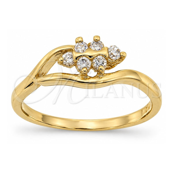 Oro Laminado Multi Stone Ring, Gold Filled Style with White Cubic Zirconia, Polished, Golden Finish, 5.165.027.07 (Size 7)