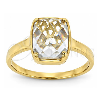 Oro Laminado Multi Stone Ring, Gold Filled Style with White Cubic Zirconia, Polished, Golden Finish, 5.165.014.07 (Size 7)