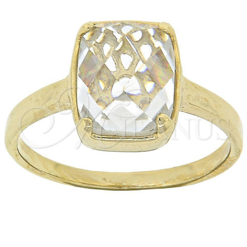 Oro Laminado Multi Stone Ring, Gold Filled Style with White Cubic Zirconia, Polished, Golden Finish, 5.165.014.07 (Size 7)