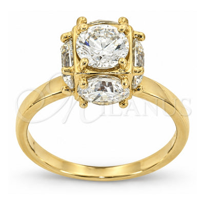 Oro Laminado Multi Stone Ring, Gold Filled Style with White Cubic Zirconia, Polished, Golden Finish, 5.165.008.09 (Size 9)