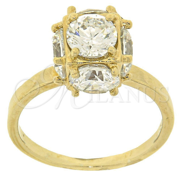 Oro Laminado Multi Stone Ring, Gold Filled Style with White Cubic Zirconia, Polished, Golden Finish, 5.165.008.09 (Size 9)