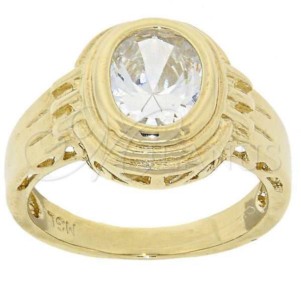 Oro Laminado Multi Stone Ring, Gold Filled Style with White Cubic Zirconia, Polished, Golden Finish, 5.165.019.07 (Size 7)