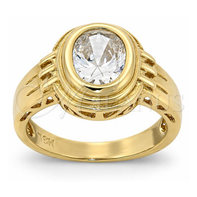 Oro Laminado Multi Stone Ring, Gold Filled Style with White Cubic Zirconia, Polished, Golden Finish, 5.165.019.09 (Size 9)