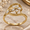 Oro Laminado Multi Stone Ring, Gold Filled Style Flower Design, with White Cubic Zirconia, Polished, Golden Finish, 5.166.007.07 (Size 7)