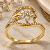 Oro Laminado Multi Stone Ring, Gold Filled Style Flower Design, with White Cubic Zirconia, Polished, Golden Finish, 5.166.007.08 (Size 8)
