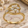 Oro Laminado Multi Stone Ring, Gold Filled Style Flower Design, with White Cubic Zirconia, Polished, Golden Finish, 5.166.007.09 (Size 9)