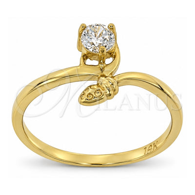 Oro Laminado Multi Stone Ring, Gold Filled Style with White Cubic Zirconia, Diamond Cutting Finish, Golden Finish, 5.167.034.09 (Size 9)