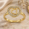 Oro Laminado Multi Stone Ring, Gold Filled Style Heart Design, with White Cubic Zirconia, Polished, Golden Finish, 5.173.006.07 (Size 7)