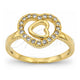 Oro Laminado Multi Stone Ring, Gold Filled Style Heart Design, with White Cubic Zirconia, Polished, Golden Finish, 5.173.006.07 (Size 7)