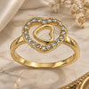 Oro Laminado Multi Stone Ring, Gold Filled Style Heart Design, with White Cubic Zirconia, Polished, Golden Finish, 5.173.006.09 (Size 9)