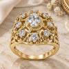 Oro Laminado Multi Stone Ring, Gold Filled Style with White Cubic Zirconia, Diamond Cutting Finish, Golden Finish, 5.165.005.08 (Size 8)