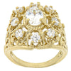 Oro Laminado Multi Stone Ring, Gold Filled Style with White Cubic Zirconia, Diamond Cutting Finish, Golden Finish, 5.165.005.08 (Size 8)