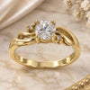 Oro Laminado Multi Stone Ring, Gold Filled Style Leaf Design, with White Cubic Zirconia, Polished, Golden Finish, 5.166.020.09 (Size 9)