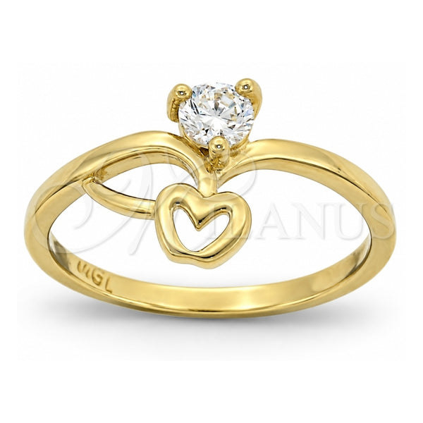 Oro Laminado Multi Stone Ring, Gold Filled Style Apple Design, with White Cubic Zirconia, Polished, Golden Finish, 5.166.033.07 (Size 7)