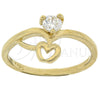 Oro Laminado Multi Stone Ring, Gold Filled Style Apple Design, with White Cubic Zirconia, Polished, Golden Finish, 5.166.033.09 (Size 9)