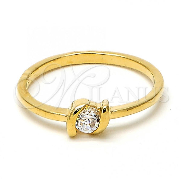 Oro Laminado Multi Stone Ring, Gold Filled Style Solitaire Design, with White Cubic Zirconia, Polished, Golden Finish, 5.166.028.08 (Size 8)