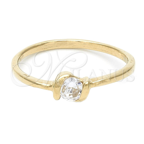 Oro Laminado Multi Stone Ring, Gold Filled Style Solitaire Design, with White Cubic Zirconia, Polished, Golden Finish, 5.166.028.09 (Size 9)