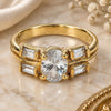 Oro Laminado Multi Stone Ring, Gold Filled Style with White Cubic Zirconia, Polished, Golden Finish, 5.166.008.08 (Size 8)