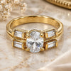 Oro Laminado Multi Stone Ring, Gold Filled Style with White Cubic Zirconia, Polished, Golden Finish, 5.166.008.09 (Size 9)