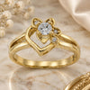 Oro Laminado Multi Stone Ring, Gold Filled Style Flower Design, with White Cubic Zirconia, Polished, Golden Finish, 5.166.013.07 (Size 7)