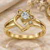 Oro Laminado Multi Stone Ring, Gold Filled Style Flower Design, with White Cubic Zirconia, Polished, Golden Finish, 5.166.013.08 (Size 8)