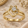 Oro Laminado Multi Stone Ring, Gold Filled Style Flower Design, with White Cubic Zirconia, Polished, Golden Finish, 5.166.013.09 (Size 9)
