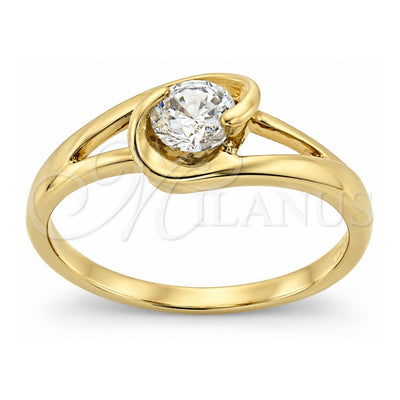 Oro Laminado Multi Stone Ring, Gold Filled Style with White Cubic Zirconia, Polished, Golden Finish, 5.165.035.06 (Size 6)