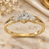 Oro Laminado Multi Stone Ring, Gold Filled Style with White Cubic Zirconia, Polished, Golden Finish, 5.166.034.07 (Size 7)