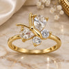 Oro Laminado Multi Stone Ring, Gold Filled Style Butterfly Design, with White Cubic Zirconia, Polished, Golden Finish, 5.165.016.09 (Size 9)