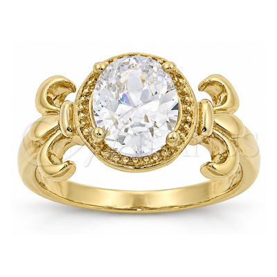 Oro Laminado Multi Stone Ring, Gold Filled Style with White Cubic Zirconia, Polished, Golden Finish, 5.167.018.07 (Size 7)