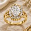 Oro Laminado Multi Stone Ring, Gold Filled Style Cluster Design, with White Cubic Zirconia, Polished, Golden Finish, 5.167.006.09 (Size 9)