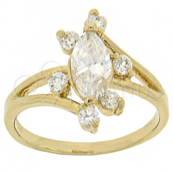 Oro Laminado Multi Stone Ring, Gold Filled Style with White Cubic Zirconia, Polished, Golden Finish, 5.167.020.07 (Size 7)