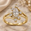 Oro Laminado Multi Stone Ring, Gold Filled Style with White Cubic Zirconia, Polished, Golden Finish, 5.167.020.08 (Size 8)