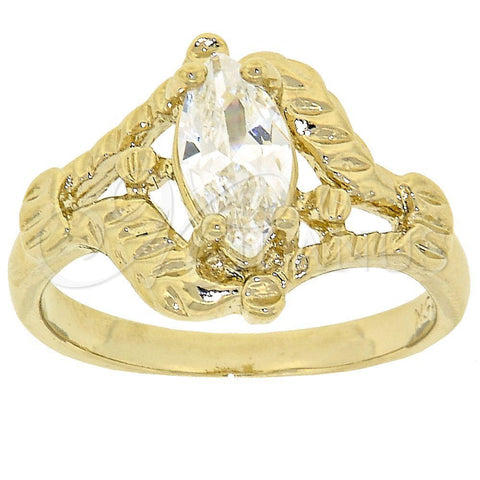 Oro Laminado Multi Stone Ring, Gold Filled Style with White Cubic Zirconia, Diamond Cutting Finish, Golden Finish, 5.165.004.09 (Size 9)