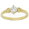 Oro Laminado Multi Stone Ring, Gold Filled Style Solitaire Design, with White Cubic Zirconia, Diamond Cutting Finish, Golden Finish, 5.166.031.07 (Size 7)