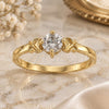 Oro Laminado Multi Stone Ring, Gold Filled Style Solitaire Design, with White Cubic Zirconia, Diamond Cutting Finish, Golden Finish, 5.166.031.09 (Size 9)
