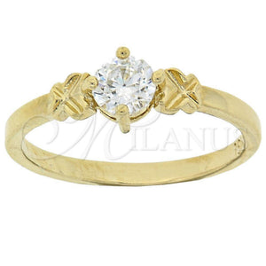 Oro Laminado Multi Stone Ring, Gold Filled Style Solitaire Design, with White Cubic Zirconia, Diamond Cutting Finish, Golden Finish, 5.166.031.09 (Size 9)