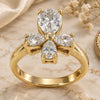 Oro Laminado Multi Stone Ring, Gold Filled Style Cross Design, with White Cubic Zirconia, Polished, Golden Finish, 5.167.013.07 (Size 7)