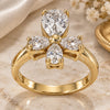 Oro Laminado Multi Stone Ring, Gold Filled Style Cross Design, with White Cubic Zirconia, Polished, Golden Finish, 5.167.013.09 (Size 9)