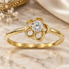 Oro Laminado Multi Stone Ring, Gold Filled Style Flower Design, with White Cubic Zirconia, Polished, Golden Finish, 5.166.030.09 (Size 9)
