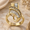 Oro Laminado Multi Stone Ring, Gold Filled Style with White Cubic Zirconia, Polished, Golden Finish, 5.054.012.08 (Size 8)