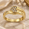 Oro Laminado Multi Stone Ring, Gold Filled Style Heart Design, with White Cubic Zirconia, Polished, Golden Finish, 5.167.024.07 (Size 7)
