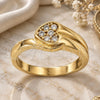 Oro Laminado Multi Stone Ring, Gold Filled Style Heart Design, with White Cubic Zirconia, Polished, Golden Finish, 5.167.024.09 (Size 9)