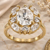 Oro Laminado Multi Stone Ring, Gold Filled Style Cluster Design, with White Cubic Zirconia, Polished, Golden Finish, 5.167.009.08 (Size 8)