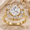 Oro Laminado Multi Stone Ring, Gold Filled Style Cluster Design, with White Cubic Zirconia, Polished, Golden Finish, 5.167.009.09 (Size 9)
